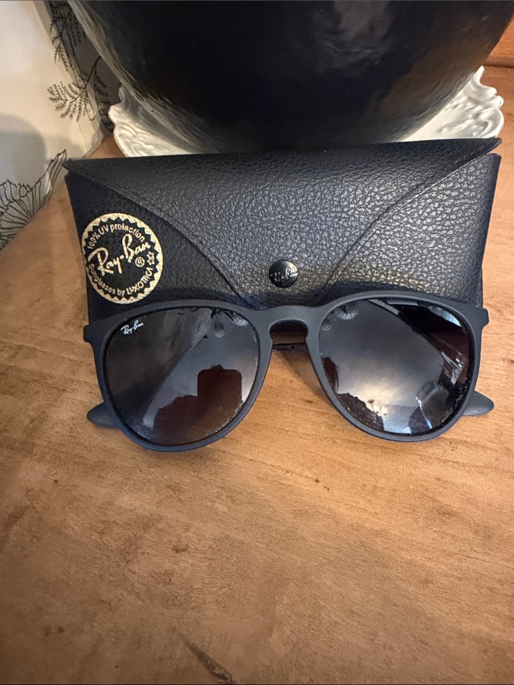 Ray-Ban Erika Matte Black Frame Sunglasses with Gray Lenses